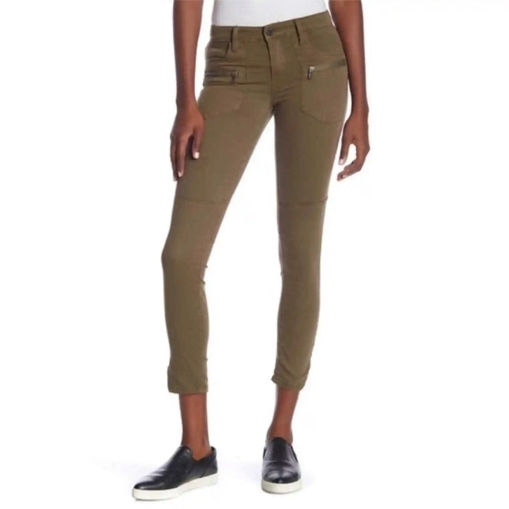 Blank NYC skinny cargo cropped pants olive green sz 26